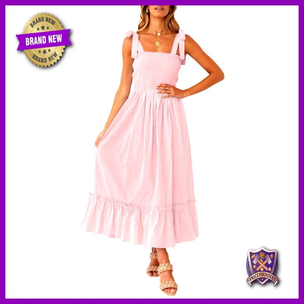 Boho Maxi Dress Spaghetti Strap Square Neck Ruffle A-Line Beach Chic